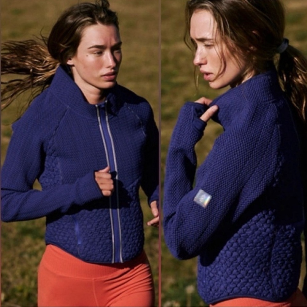 Free People Movement Smock Show‎ Packable Run Jacket Sweat-Wicking Blue Small